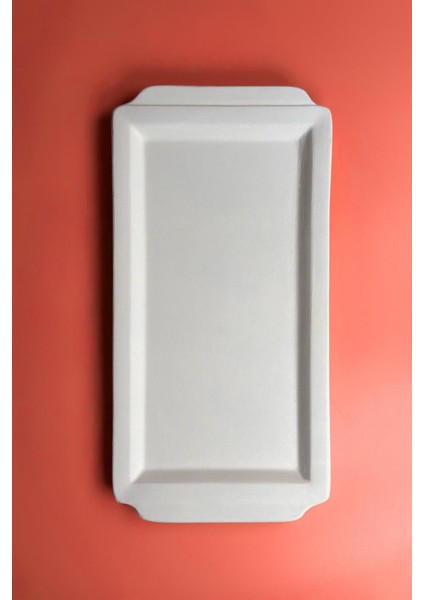 Düz Kulplu Tepsi Seramik Bisküvi