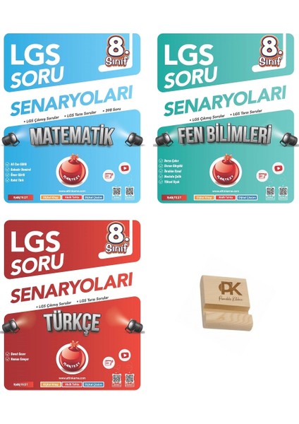 Nartest Lgs 8. Sınıf Matematik Fen ve Türkçe Çıkmış Sorular 3lü Set + Telefon Standı