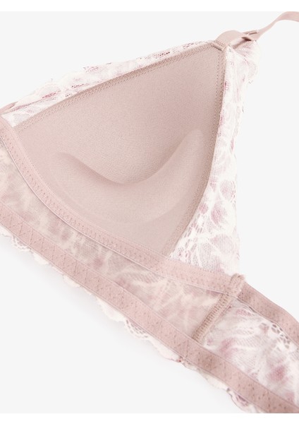 Bej Luna Çiçek Desenli Dantelli Balensiz Push Up Sütyen fiyatları