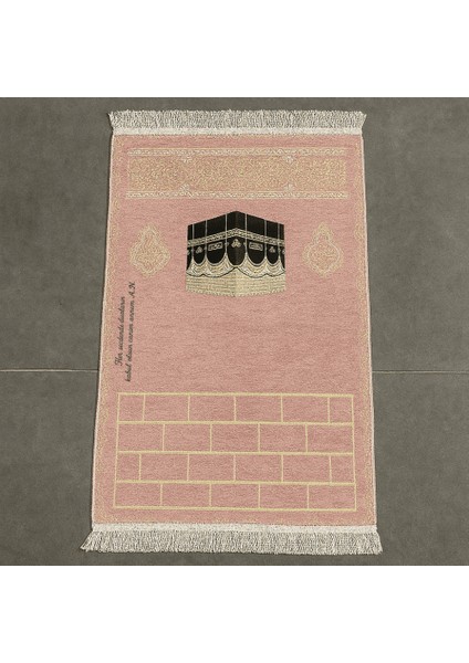 Kişiye Özel Nakış Işlemeli Kabe Motifli Saçaklı Pembe Renk Hediyelik Seccade fiyatları