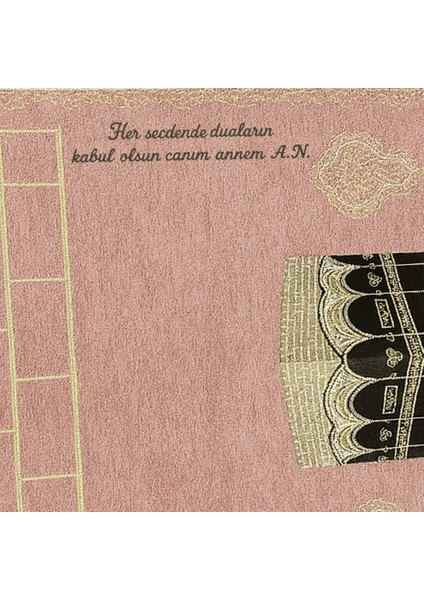 Kişiye Özel Nakış Işlemeli Kabe Motifli Saçaklı Pembe Renk Hediyelik Seccade modelleri