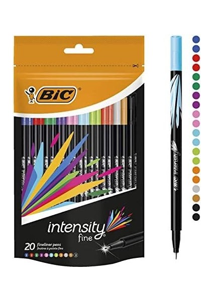 Intensity Ince Uçlu Keçeli Kalem 20'li Kutu, 20 Canlı Renk, 0.4 Mm. Çizgi Kalınlığı, Metal Korumalı Keçeli Uç modelleri