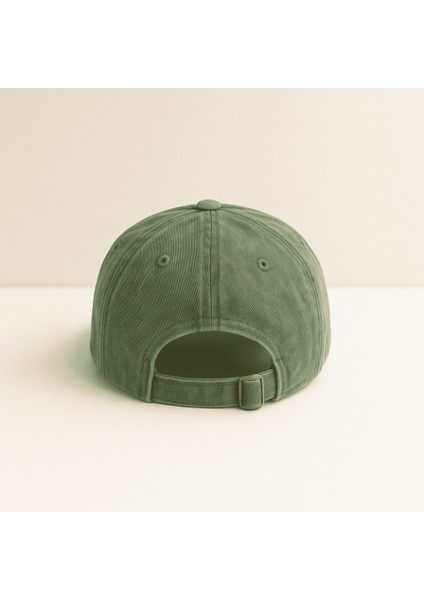 Isme Özel Harf Nakışlı Haki Vintage Stil Eskitme Kumaş Ayarlanabilir Unisex Beyzbol Şapkası indirimleri