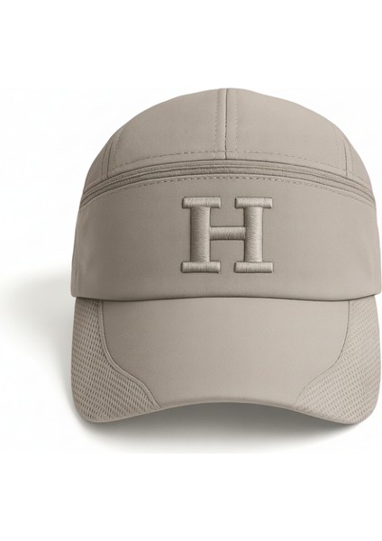 Isme Özel Harf Nakışlı Gri Mikro Kumaş Ayarlanabilir Unisex Tenis Şapkası