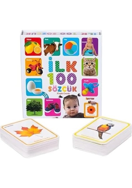 Eğitici Hafıza Kartları Ilk 100 Sözcük Kelime Zeka Kartları - Bebekler Için Resimli Ilk 100 Kelimeler modelleri
