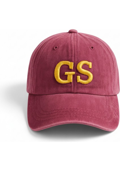 Isme Özel Nakışlı Bordo Vintage Stil Eskitme Kumaş Ayarlanabilir Unisex Beyzbol Şapkası