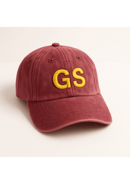 Isme Özel Nakışlı Bordo Vintage Stil Eskitme Kumaş Ayarlanabilir Unisex Beyzbol Şapkası modelleri