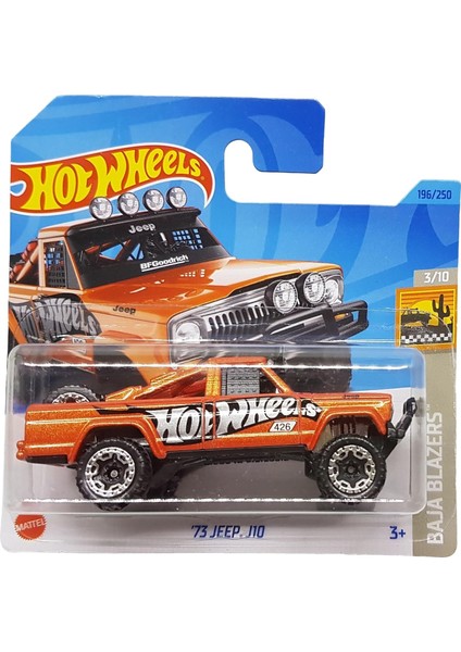 - ´73 Jeep J10 - Baja Blazers 3/10 - HKG61 - Short Card - Turuncu Metalik - Bfgoodrich - Mattel 2023 - 1:64 modelleri