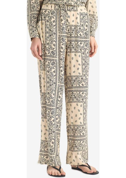Regular Fit Şal Desenli Viskon Plaj Pantolonu-Fall in Love