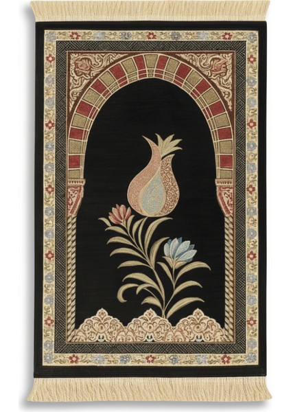 Kişiye Özel Nakış Işlemeli Lale Motifli Astarlı Saçaklı Pembe Renk Hediyelik Seccade