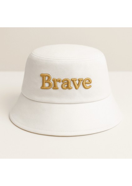 Isme Özel Nakışlı Unisex Beyaz Bucket Şapka