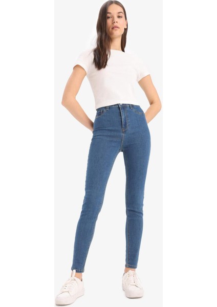Jegging Yüksek Bel Bilek Boy Dar Paça Basic Düz Jean Pantolon B7498AX25SP