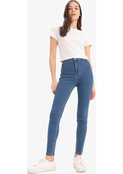 Jegging Yüksek Bel Bilek Boy Dar Paça Basic Düz Jean Pantolon B7498AX25SP