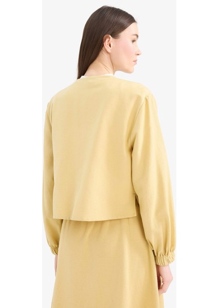 Relax Fit Önden Bağlamalı Keten Uzun Kollu Tesettür Bluz E5352AX25SP