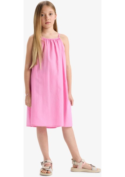 Kız Çocuk A Kesim Pamuklu Kolsuz Yazlık Elbise
