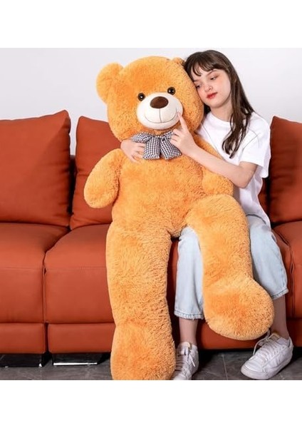 Papyonlu Sevimli Peluş Şaşkın Ayı 80 cm - Sevgiliye Özel Hediye Kahverengi