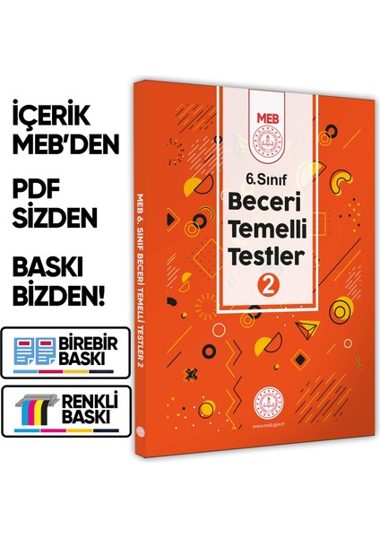 2026 6.Sınıf MEB Beceri Temelli Testler 2. Kitap Örnek Soru Bankası (Renkli Baskı) BASKI ÜCRETİ