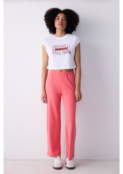 Beyaz Kısa Kol Digitopia Baskı Tişört