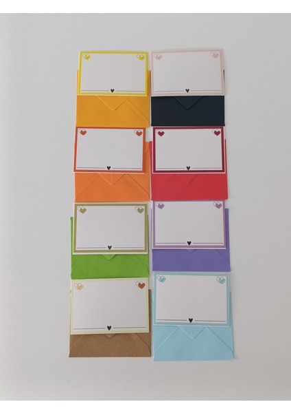 9x7 Karışık Renkli Zarf 8 adet ve Not Kartı 8 Adet - Mandal Seti fırsatları