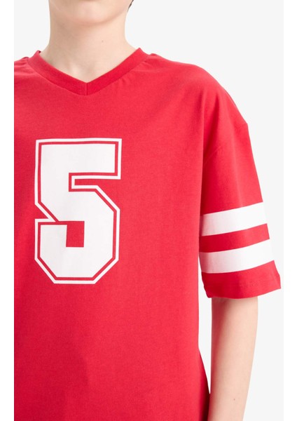 Erkek Çocuk 2'li Takım Baskılı Kısa Kollu Tişört Beli Lastikli Şort E3400A825SM