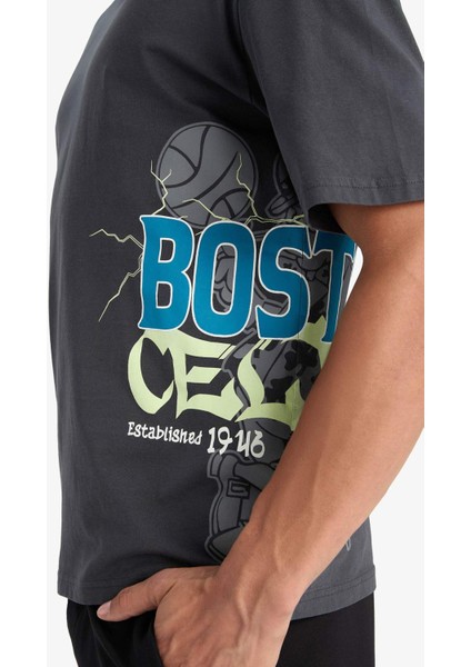 NBA Boston Celtics Oversize Geniş Kalıp Bisiklet Yaka Kısa Kollu Tişört E0130AX25SP