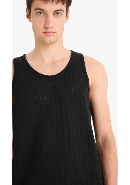 Slim Fit Dar Kesim Bisiklet Yaka Ribana Atlet E2206AX25SM