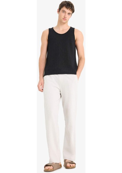 Slim Fit Dar Kesim Bisiklet Yaka Ribana Atlet E2206AX25SM