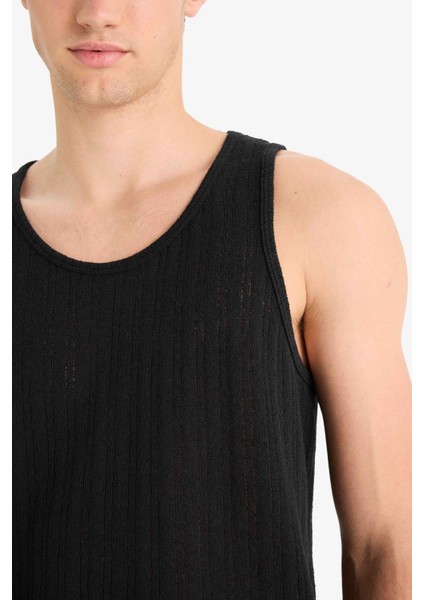 Slim Fit Dar Kesim Bisiklet Yaka Ribana Atlet E2206AX25SM