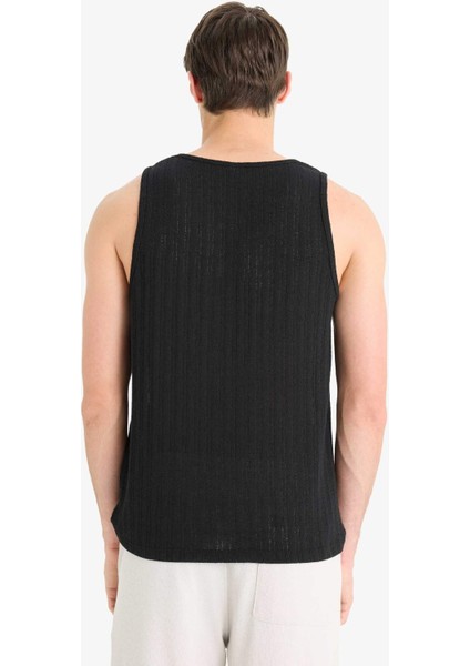 Slim Fit Dar Kesim Bisiklet Yaka Ribana Atlet E2206AX25SM