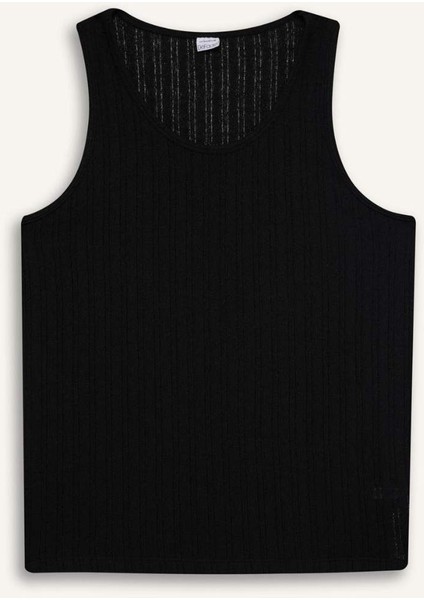 Slim Fit Dar Kesim Bisiklet Yaka Ribana Atlet E2206AX25SM