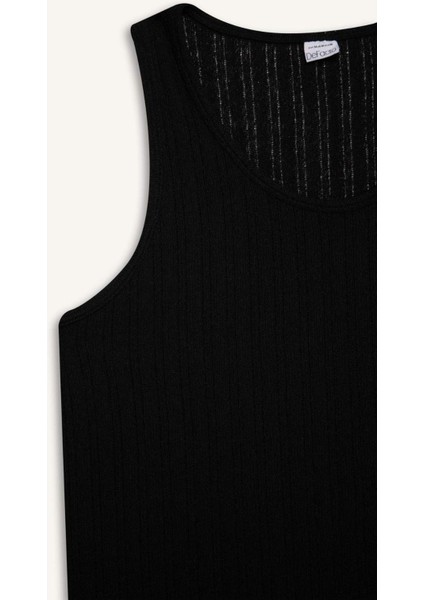 Slim Fit Dar Kesim Bisiklet Yaka Ribana Atlet E2206AX25SM