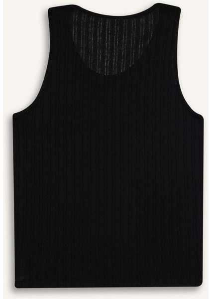 Slim Fit Dar Kesim Bisiklet Yaka Ribana Atlet E2206AX25SM