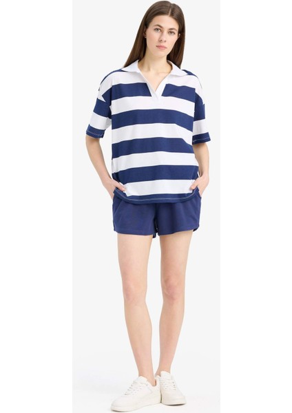 Regular Fit Beli Bağcıklı Normal Bel Düz Paça Şort C7600AX25SM