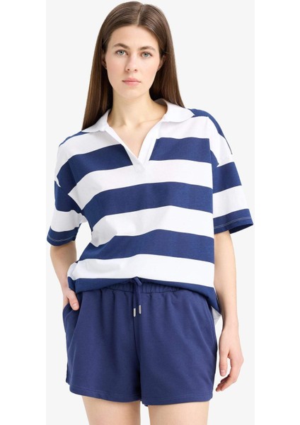 Regular Fit Beli Bağcıklı Normal Bel Düz Paça Şort C7600AX25SM