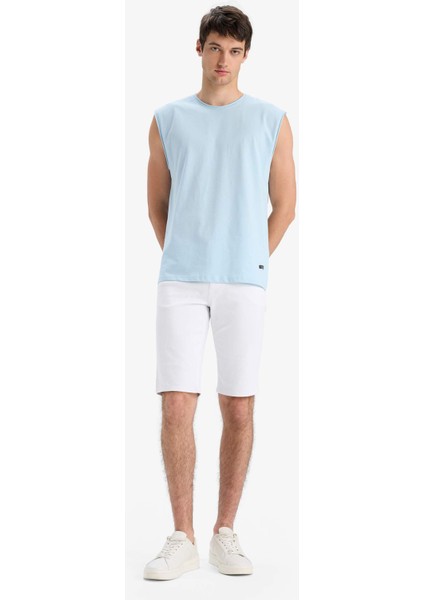 %100 Pamuk Boxy Fit Bisiklet Yaka Basic Düz Atlet C7205AX25SM