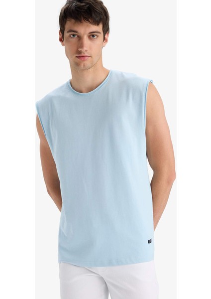 %100 Pamuk Boxy Fit Bisiklet Yaka Basic Düz Atlet C7205AX25SM