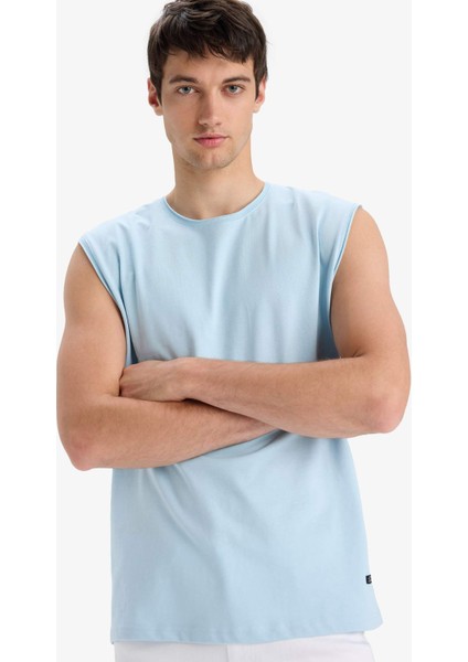 %100 Pamuk Boxy Fit Bisiklet Yaka Basic Düz Atlet C7205AX25SM