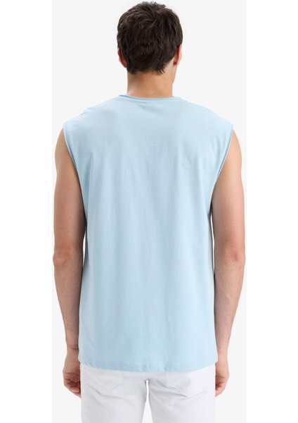 %100 Pamuk Boxy Fit Bisiklet Yaka Basic Düz Atlet C7205AX25SM