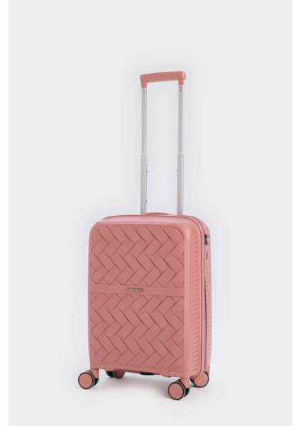 Unisex Sert Kapaklı Çekçekli Küçük Boy Valiz E7081AXNS