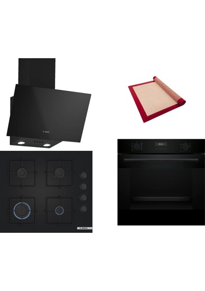 Siyah 3 lü Ankastre Set 336 ( HUA717BA0T - POP6C6P30O - DWK65AD30R ) - Buhar Destekli - Fırın Matı ile