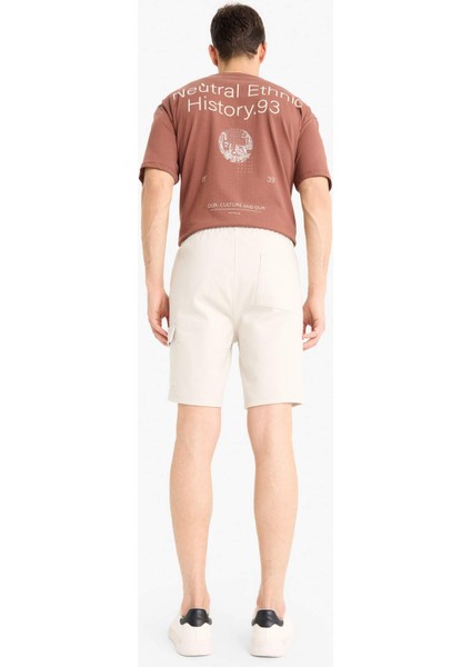 Regular Fit Dokulu Düz Paça Kargo Cepli Basic Düz Şort