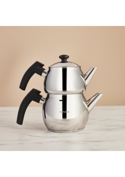 Adelya İndüksiyon Tabanlı Mini Boy Siyah Çaydanlık Takımı