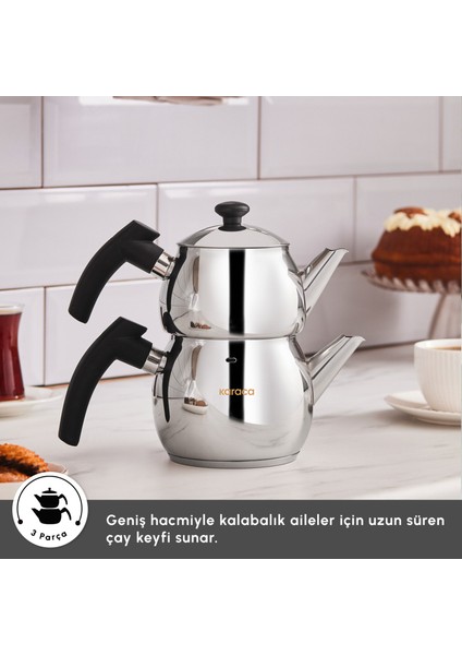 Adelya İndüksiyon Tabanlı Mini Boy Siyah Çaydanlık Takımı modelleri