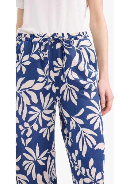 Regular Fit Desenli Cep Detaylı Düz Paça Keten Karışımlı Pantolon E7329AX25SM