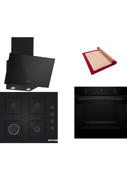 Siyah 3 lü Ankastre Set 340 ( HUA736EA0T - POP6C6P30O - DWK63PJ60T (61T) ) - Buhar Destekli - Fırın Matı ile