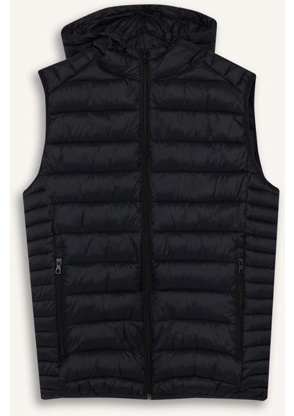 Slim Fit Dar Kesim Kapüşonlu Fermuarlı Yelek N4652AZ25AU