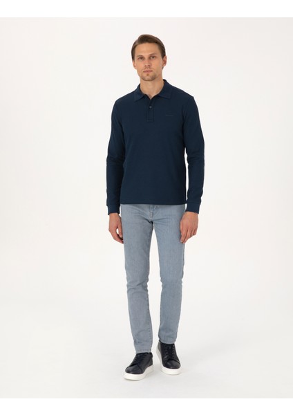 Erkek Lacivert Slim Fit Sweatshirt 50311678-VR033 fırsatları