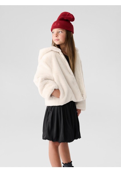 Kız Çocuk Beyaz Relaxed Suni Kürk Ceket fiyatları