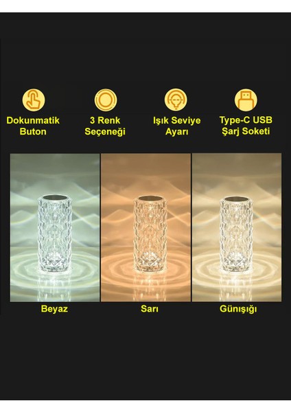 Dokunmatik 3 Renk USB Kablolu LED Masa Lambası GT-CL15 indirimleri