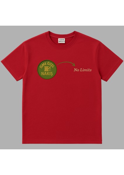 Kişiye Özel Nakışlı Yakası Biyeli Kısa Kollu Bisiklet Yaka Premium Bordo Oversize Tişört M fırsatları